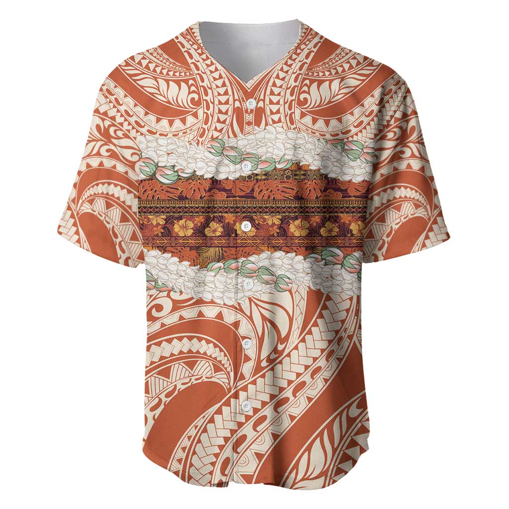 Aloha Hawaii Mikioi Lei Baseball Jersey Beige Tropical Flower Pattern - Polynesian Pride