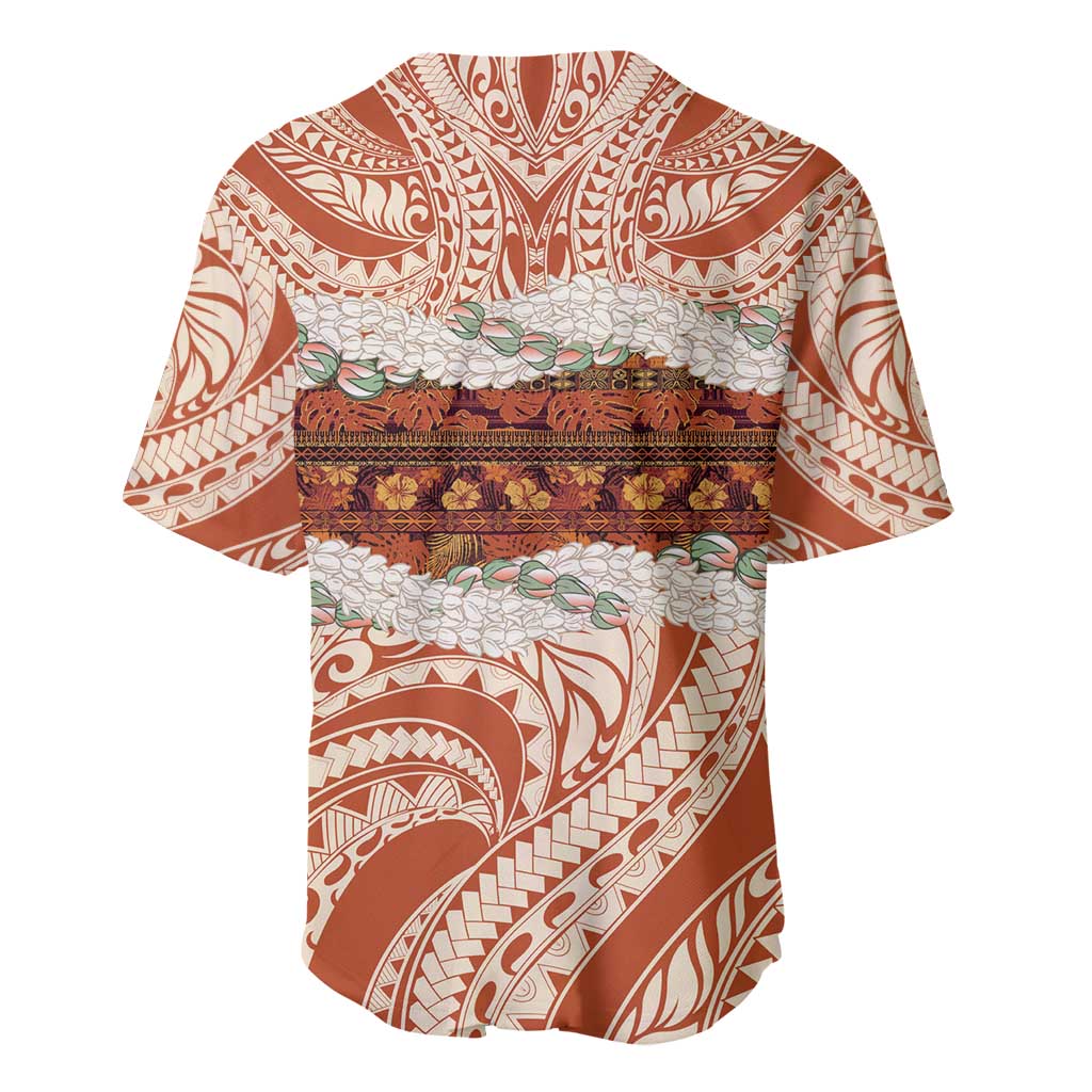 Aloha Hawaii Mikioi Lei Baseball Jersey Beige Tropical Flower Pattern - Polynesian Pride