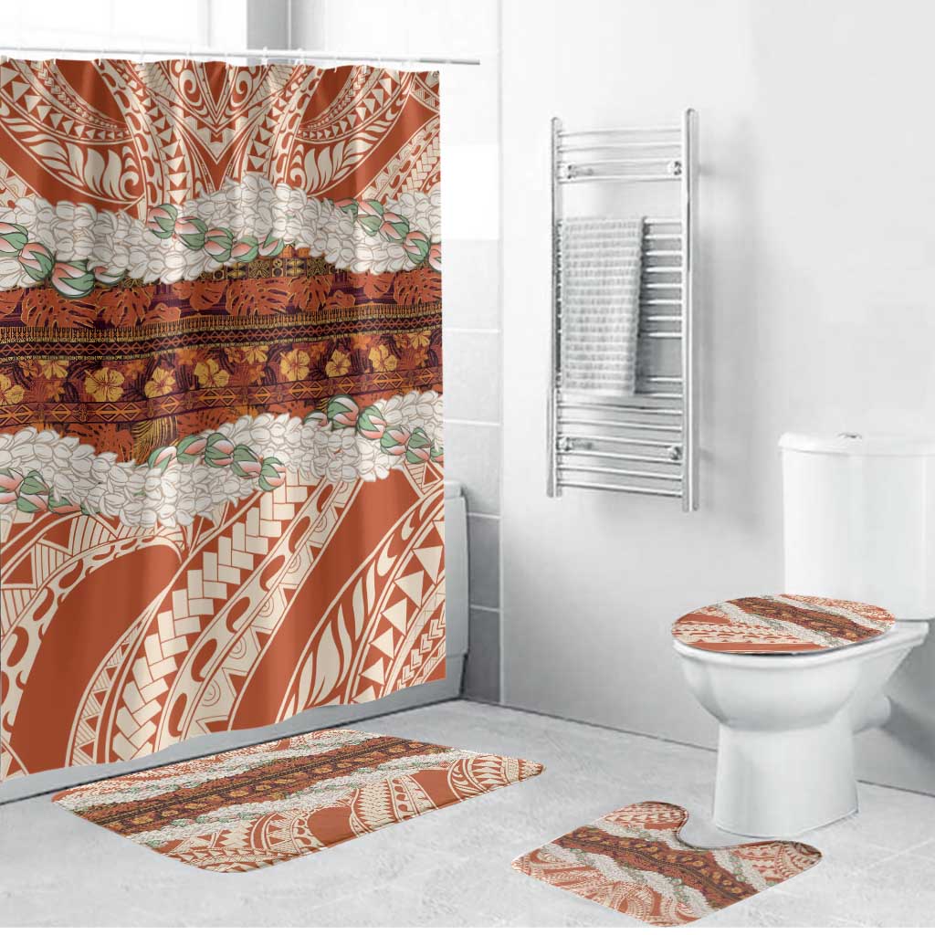 Aloha Hawaii Mikioi Lei Bathroom Set Beige Tropical Flower Pattern - Polynesian Pride