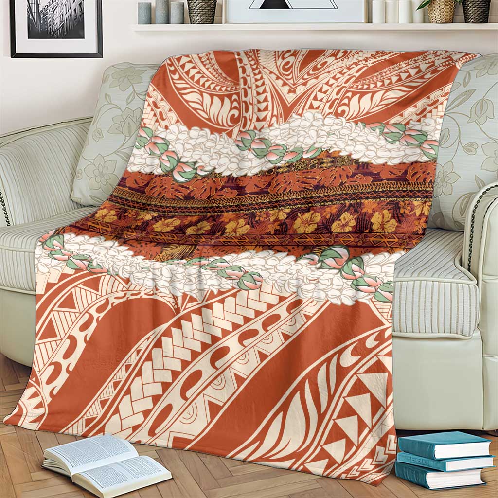 Aloha Hawaii Mikioi Lei Blanket Beige Tropical Flower Pattern - Polynesian Pride