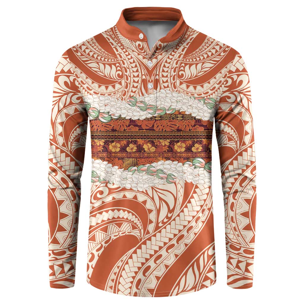 Aloha Hawaii Mikioi Lei Button Sweatshirt Beige Tropical Flower Pattern - Polynesian Pride