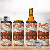 Aloha Hawaii Mikioi Lei 4 in 1 Can Cooler Tumbler Beige Tropical Flower Pattern - Polynesian Pride