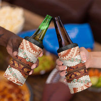 Aloha Hawaii Mikioi Lei 4 in 1 Can Cooler Tumbler Beige Tropical Flower Pattern - Polynesian Pride