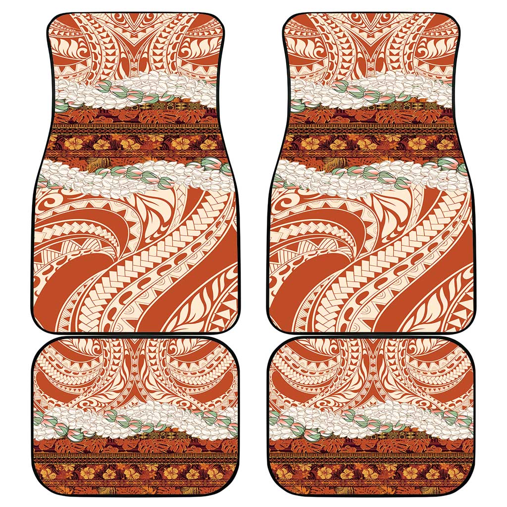 Aloha Hawaii Mikioi Lei Car Mats Beige Tropical Flower Pattern - Polynesian Pride