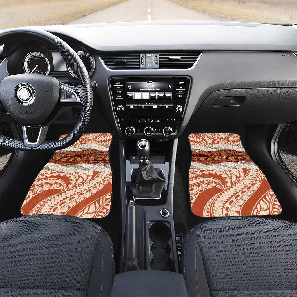 Aloha Hawaii Mikioi Lei Car Mats Beige Tropical Flower Pattern - Polynesian Pride