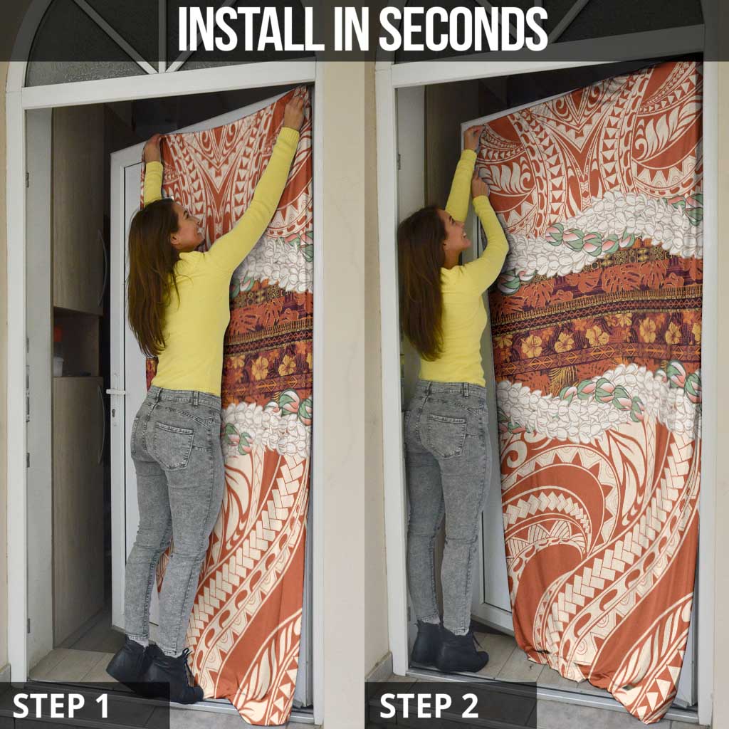 Aloha Hawaii Mikioi Lei Door Cover Beige Tropical Flower Pattern - Polynesian Pride