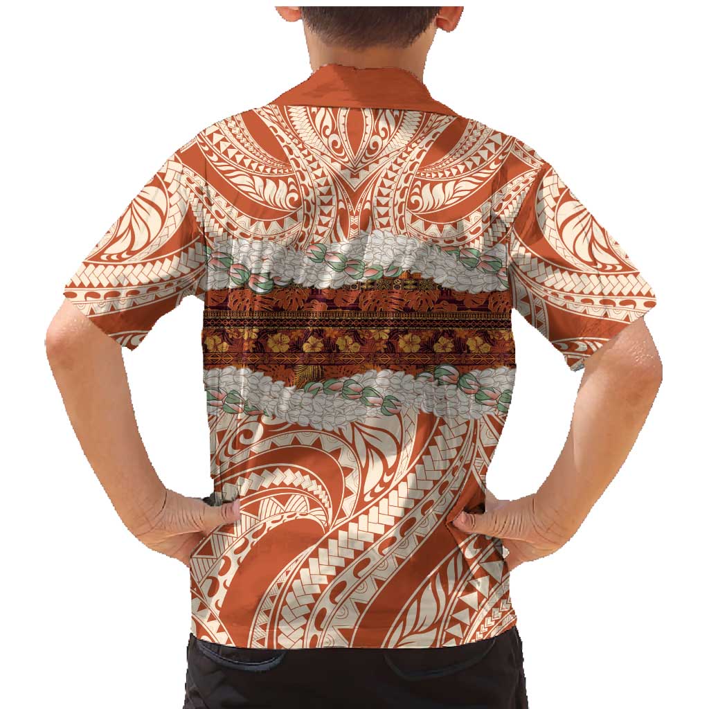 Aloha Hawaii Mikioi Lei Family Matching Mermaid Dress and Hawaiian Shirt Beige Tropical Flower Pattern - Polynesian Pride