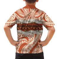 Aloha Hawaii Mikioi Lei Family Matching Off Shoulder Maxi Dress and Hawaiian Shirt Beige Tropical Flower Pattern - Polynesian Pride