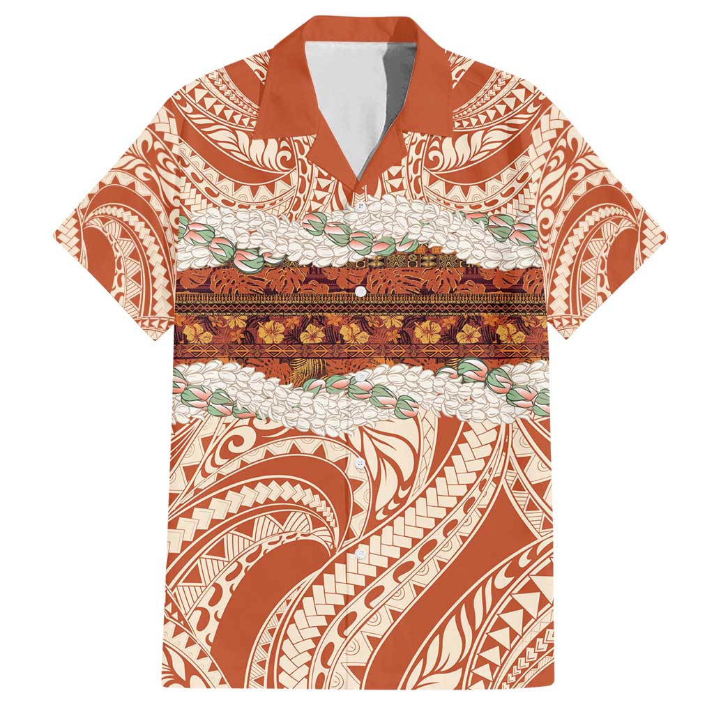 Aloha Hawaii Mikioi Lei Family Matching Off Shoulder Maxi Dress and Hawaiian Shirt Beige Tropical Flower Pattern - Polynesian Pride