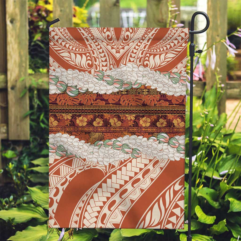 Aloha Hawaii Mikioi Lei Garden Flag Beige Tropical Flower Pattern - Polynesian Pride