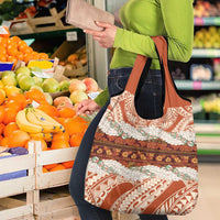 Aloha Hawaii Mikioi Lei Grocery Bag Beige Tropical Flower Pattern - Polynesian Pride