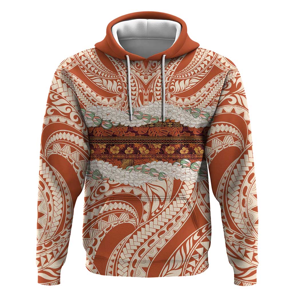 Aloha Hawaii Mikioi Lei Hoodie Beige Tropical Flower Pattern - Polynesian Pride