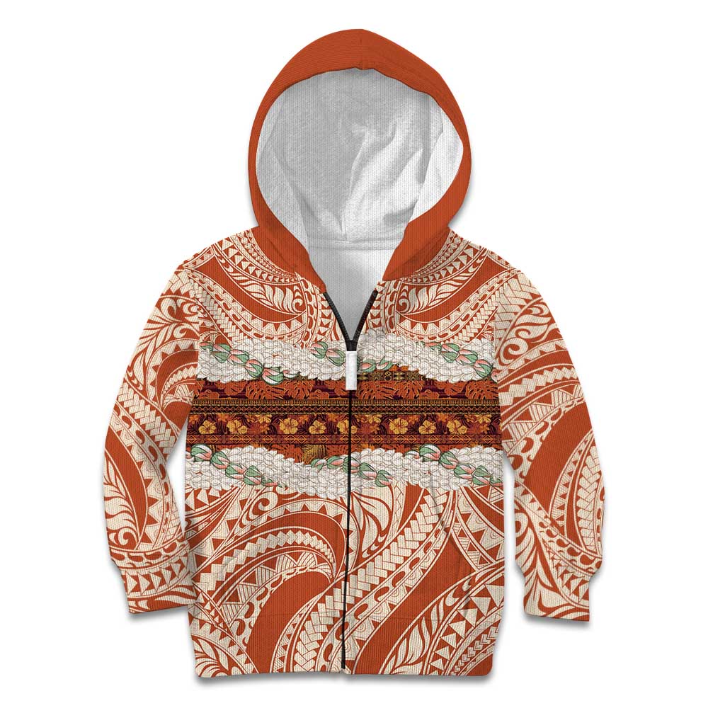 Aloha Hawaii Mikioi Lei Kid Hoodie Beige Tropical Flower Pattern - Polynesian Pride