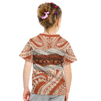 Aloha Hawaii Mikioi Lei Kid T Shirt Beige Tropical Flower Pattern - Polynesian Pride