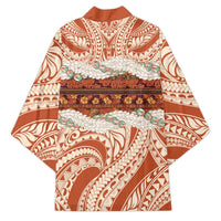 Aloha Hawaii Mikioi Lei Kimono Beige Tropical Flower Pattern - Polynesian Pride