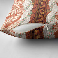 Aloha Hawaii Mikioi Lei Pillow Cover Beige Tropical Flower Pattern - Polynesian Pride
