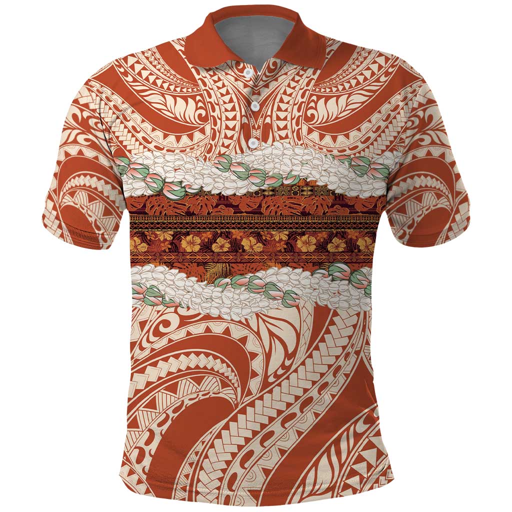 Aloha Hawaii Mikioi Lei Polo Shirt Beige Tropical Flower Pattern - Polynesian Pride