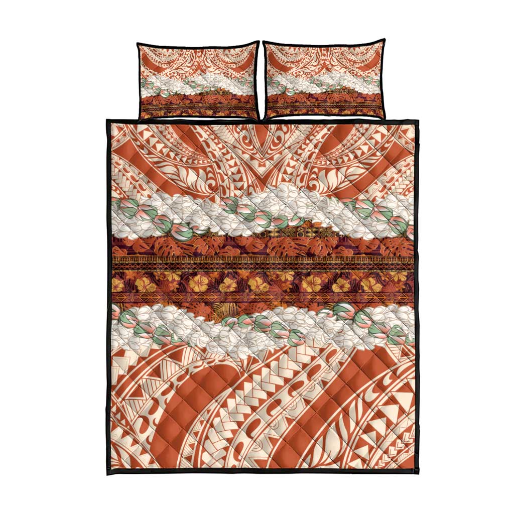 Aloha Hawaii Mikioi Lei Quilt Bed Set Beige Tropical Flower Pattern - Polynesian Pride