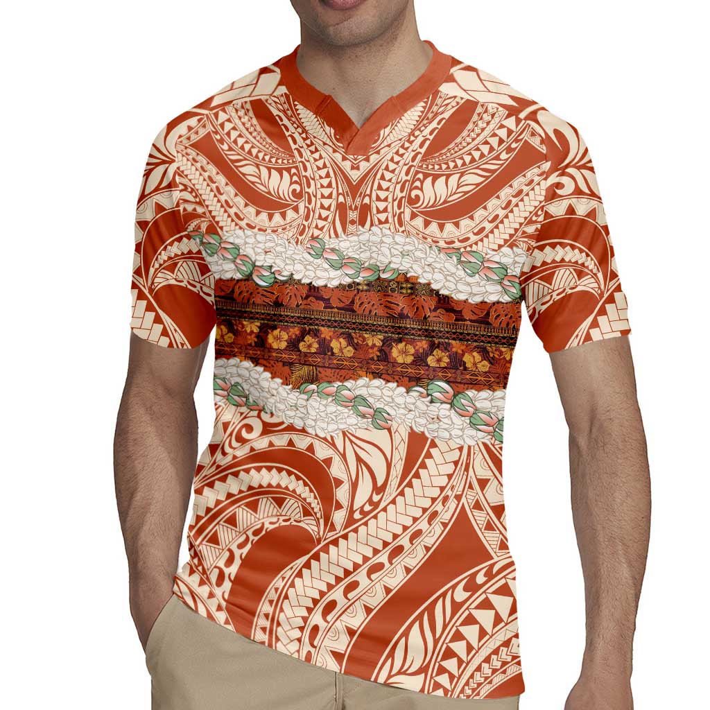 Aloha Hawaii Mikioi Lei Rugby Jersey Beige Tropical Flower Pattern - Polynesian Pride
