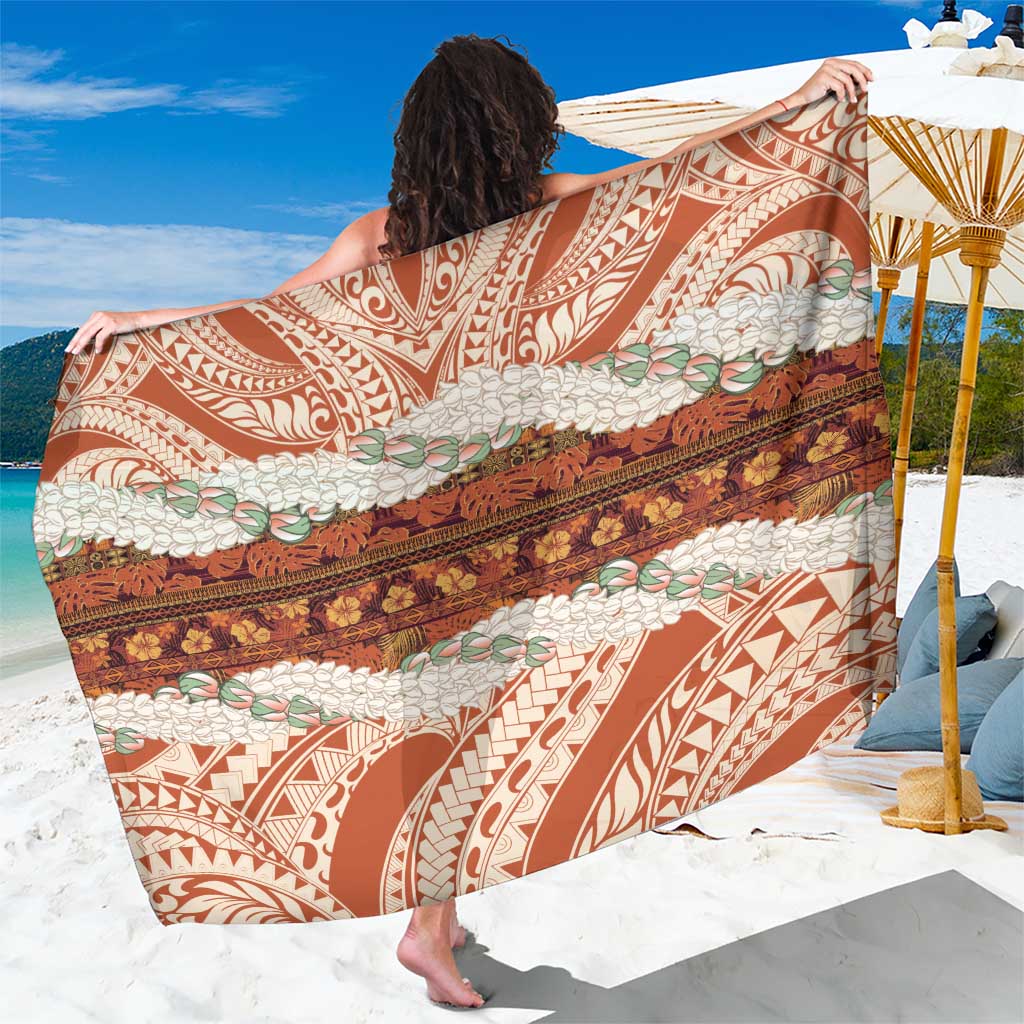 Aloha Hawaii Mikioi Lei Sarong Beige Tropical Flower Pattern - Polynesian Pride