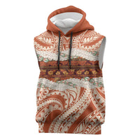 Aloha Hawaii Mikioi Lei Sleeveless Hoodie Beige Tropical Flower Pattern - Polynesian Pride