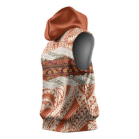 Aloha Hawaii Mikioi Lei Sleeveless Hoodie Beige Tropical Flower Pattern - Polynesian Pride