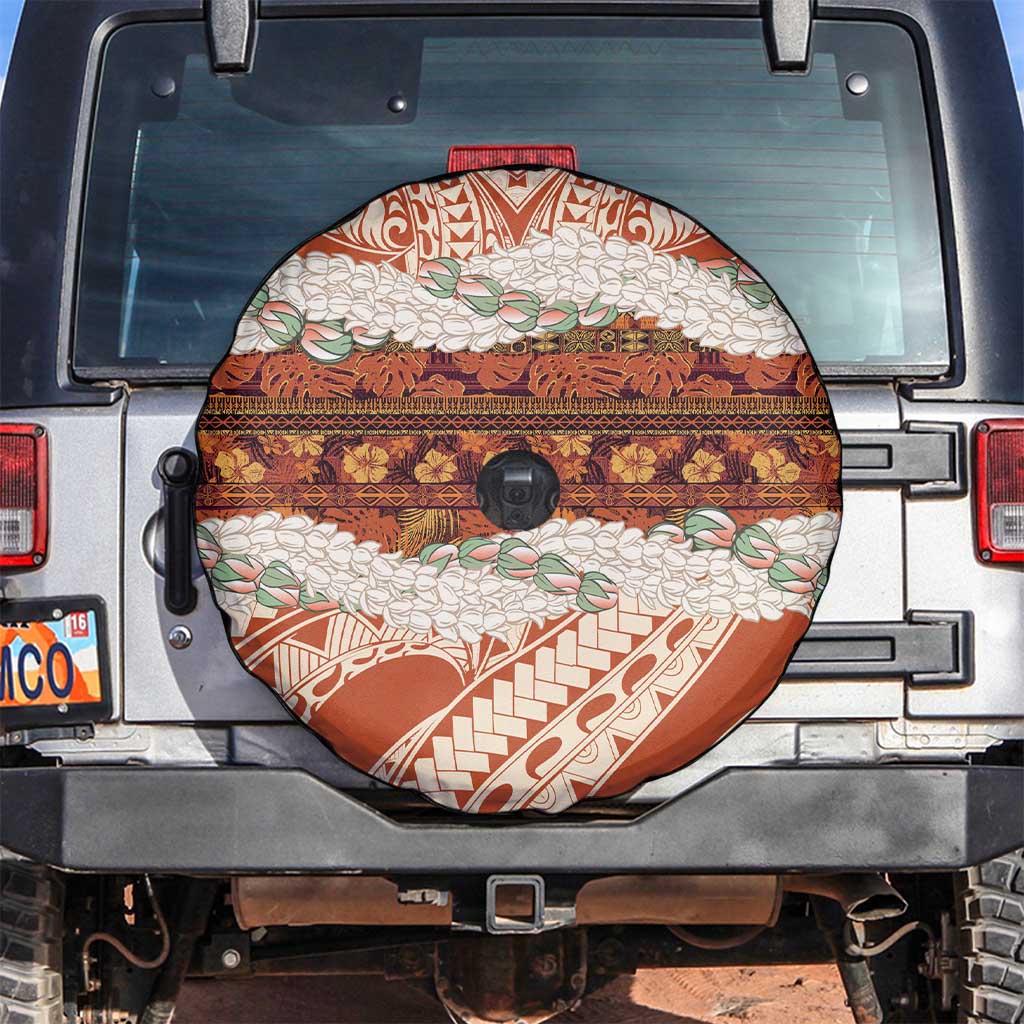 Aloha Hawaii Mikioi Lei Spare Tire Cover Beige Tropical Flower Pattern - Polynesian Pride