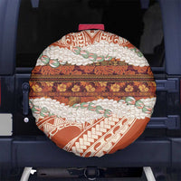 Aloha Hawaii Mikioi Lei Spare Tire Cover Beige Tropical Flower Pattern - Polynesian Pride