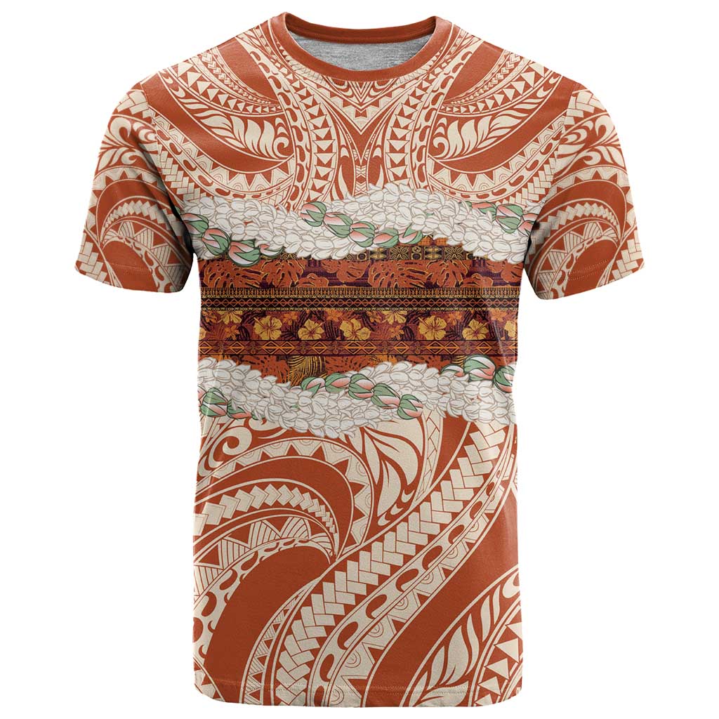Aloha Hawaii Mikioi Lei T Shirt Beige Tropical Flower Pattern - Polynesian Pride