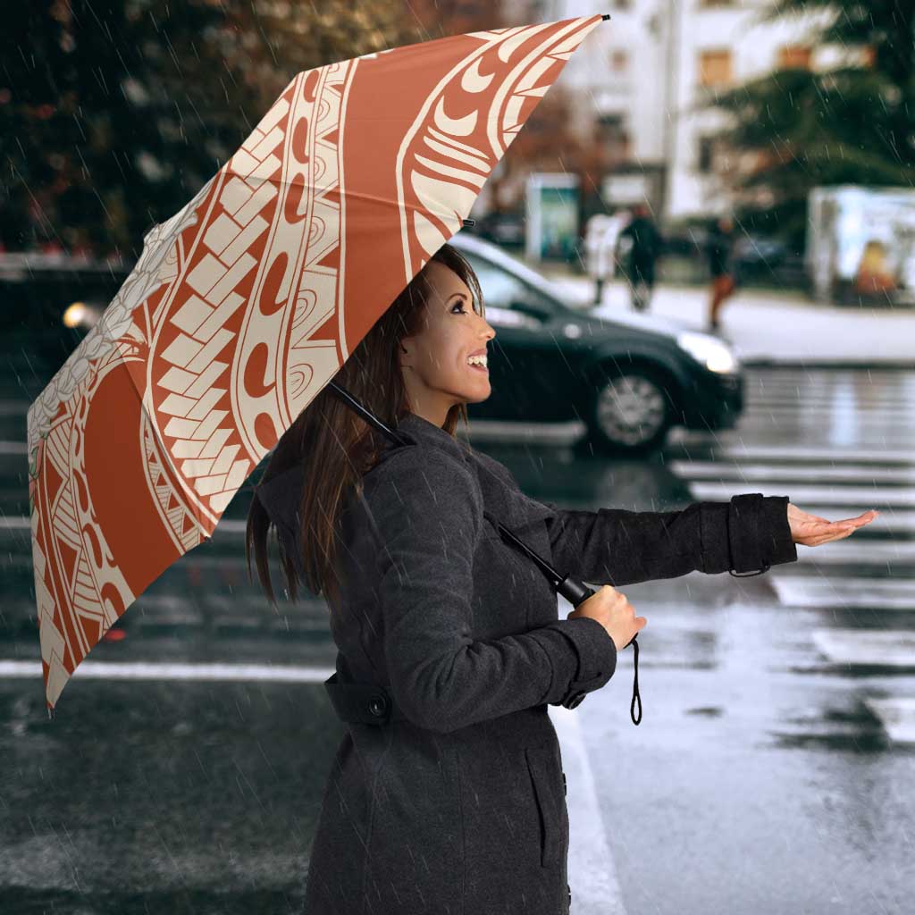 Aloha Hawaii Mikioi Lei Umbrella Beige Tropical Flower Pattern - Polynesian Pride