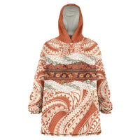 Aloha Hawaii Mikioi Lei Wearable Blanket Hoodie Beige Tropical Flower Pattern - Polynesian Pride