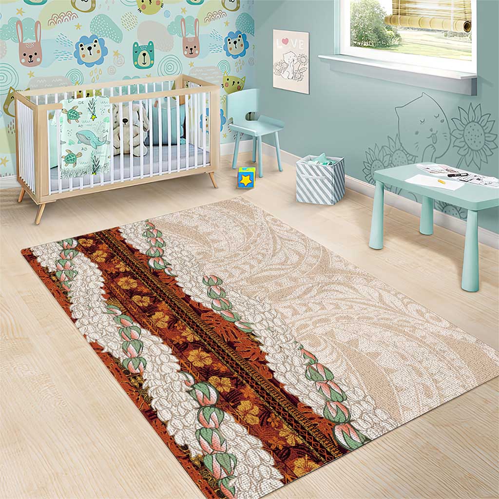 Aloha Hawaii Mikioi Lei Area Rug Cattail Red Tropical Flower Pattern - Polynesian Pride