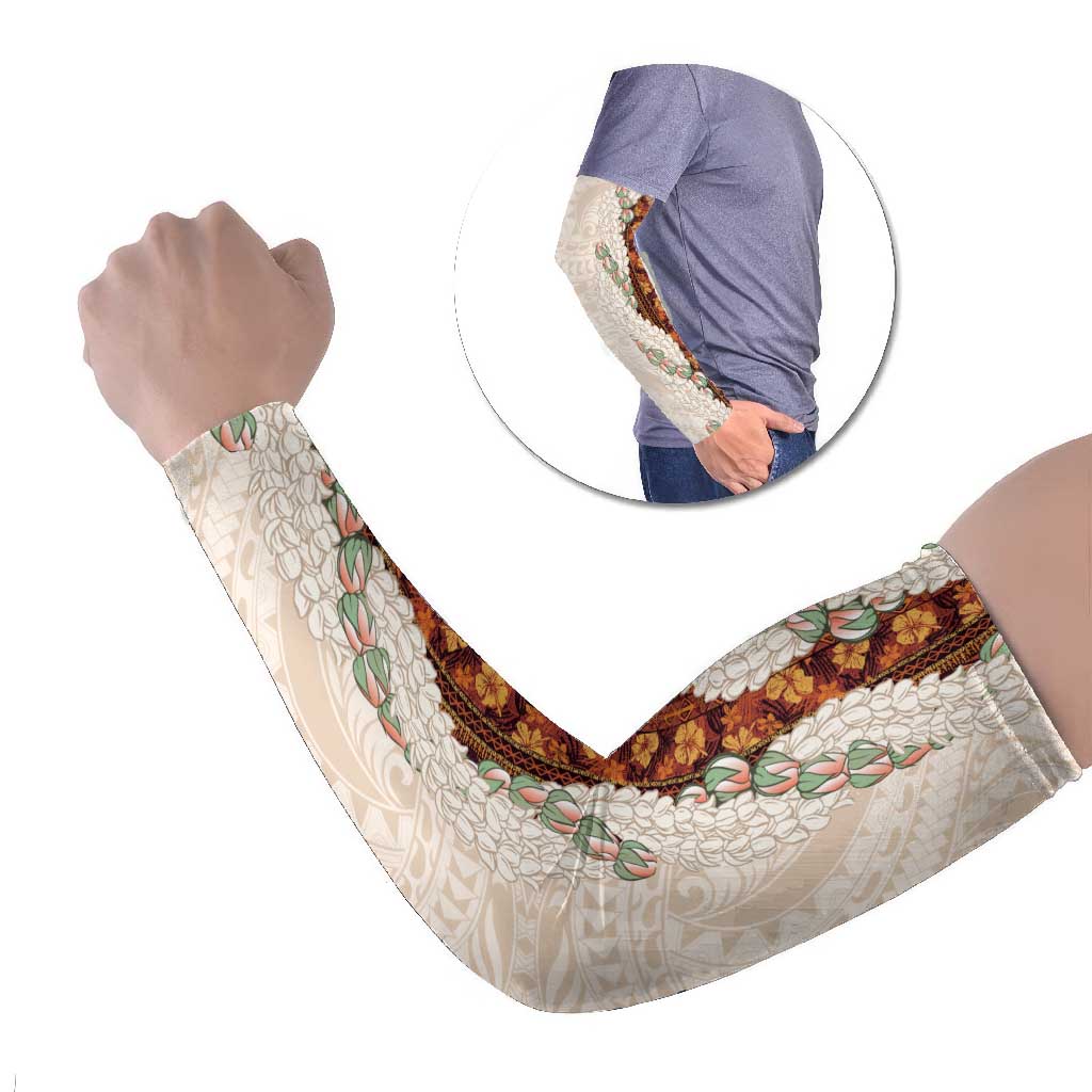 Aloha Hawaii Mikioi Lei Arm Sleeves Cattail Red Tropical Flower Pattern - Polynesian Pride