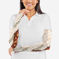 Aloha Hawaii Mikioi Lei Arm Sleeves Cattail Red Tropical Flower Pattern - Polynesian Pride