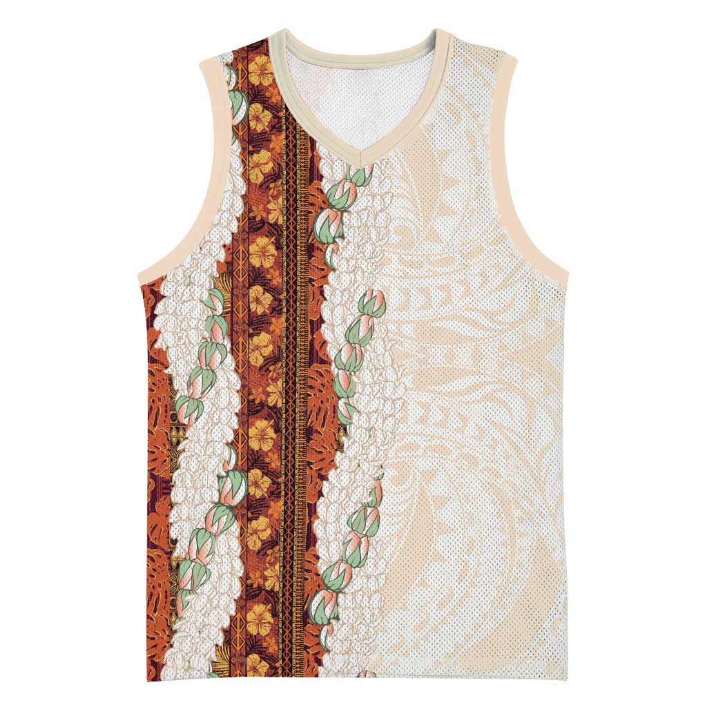 Aloha Hawaii Mikioi Lei Basketball Jersey Cattail Red Tropical Flower Pattern - Polynesian Pride