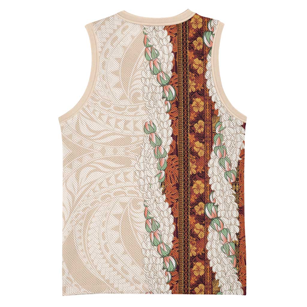 Aloha Hawaii Mikioi Lei Basketball Jersey Cattail Red Tropical Flower Pattern - Polynesian Pride