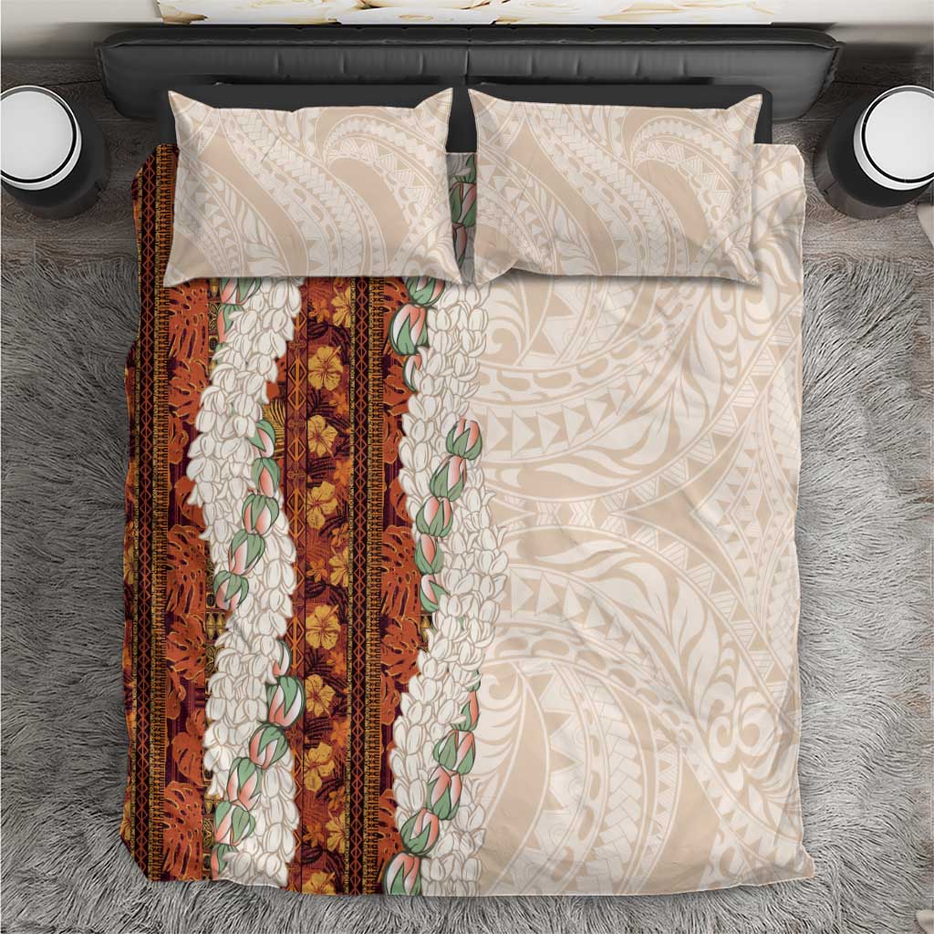Aloha Hawaii Mikioi Lei Bedding Set Cattail Red Tropical Flower Pattern - Polynesian Pride