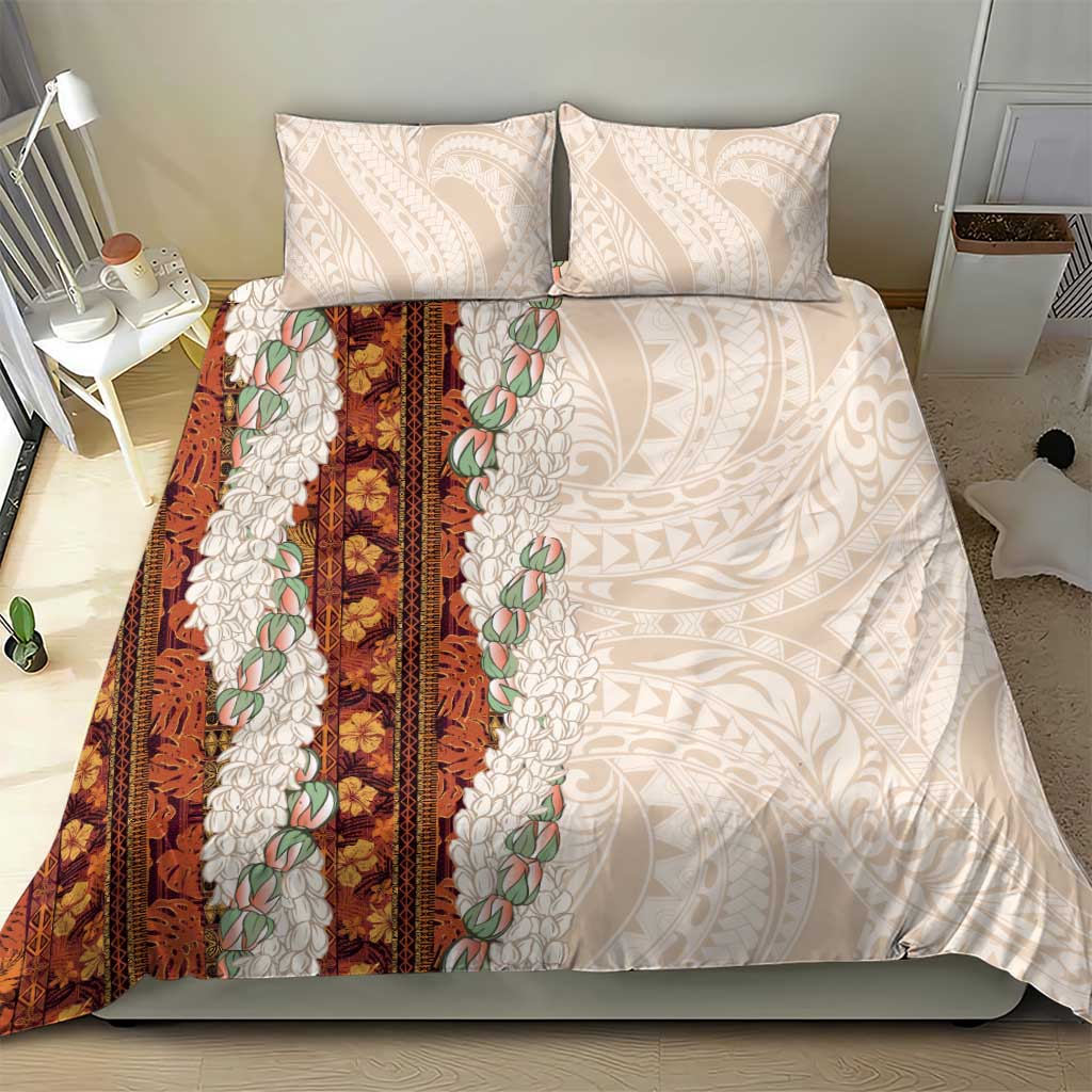 Aloha Hawaii Mikioi Lei Bedding Set Cattail Red Tropical Flower Pattern - Polynesian Pride