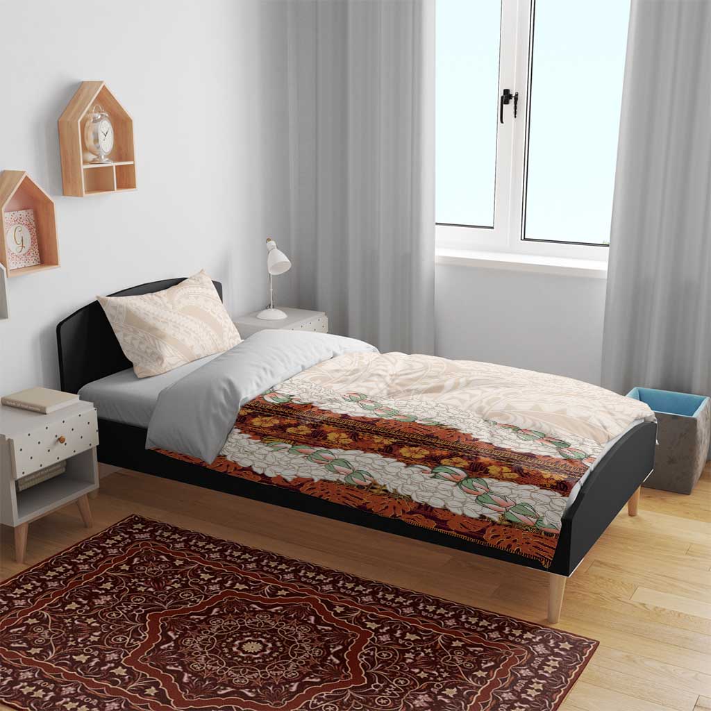 Aloha Hawaii Mikioi Lei Bedding Set Cattail Red Tropical Flower Pattern - Polynesian Pride