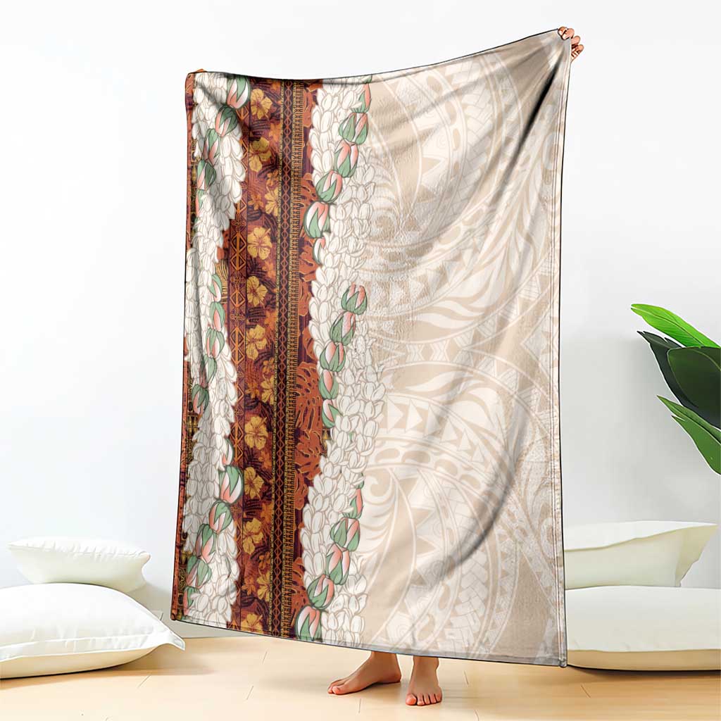 Aloha Hawaii Mikioi Lei Blanket Cattail Red Tropical Flower Pattern - Polynesian Pride