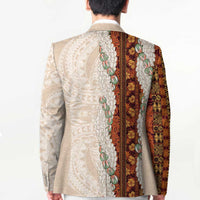 Aloha Hawaii Mikioi Lei Blazer Cattail Red Tropical Flower Pattern - Polynesian Pride