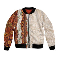 Aloha Hawaii Mikioi Lei Bomber Jacket Cattail Red Tropical Flower Pattern - Polynesian Pride