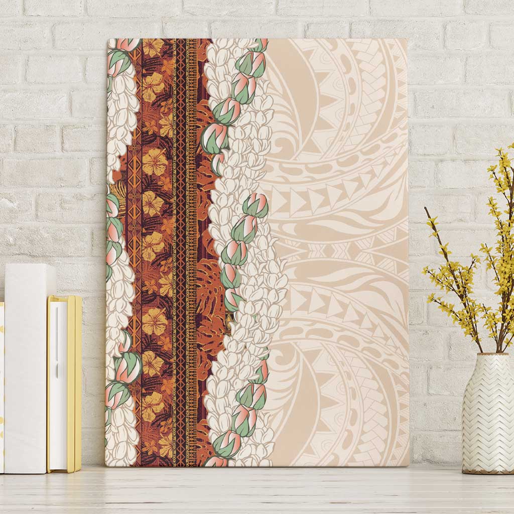 Aloha Hawaii Mikioi Lei Canvas Wall Art Cattail Red Tropical Flower Pattern - Polynesian Pride