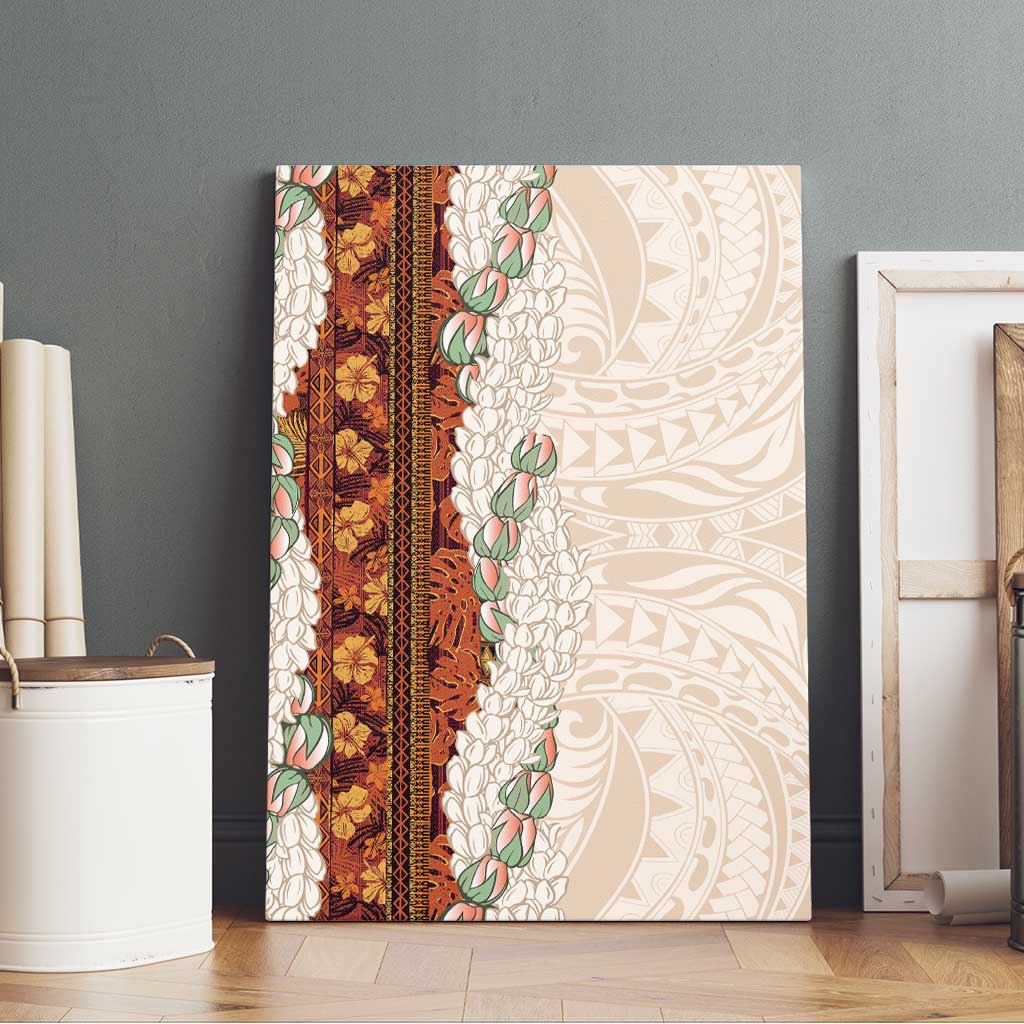 Aloha Hawaii Mikioi Lei Canvas Wall Art Cattail Red Tropical Flower Pattern - Polynesian Pride
