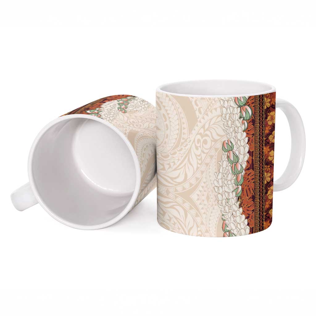 Aloha Hawaii Mikioi Lei Ceramic Mug Cattail Red Tropical Flower Pattern - Polynesian Pride