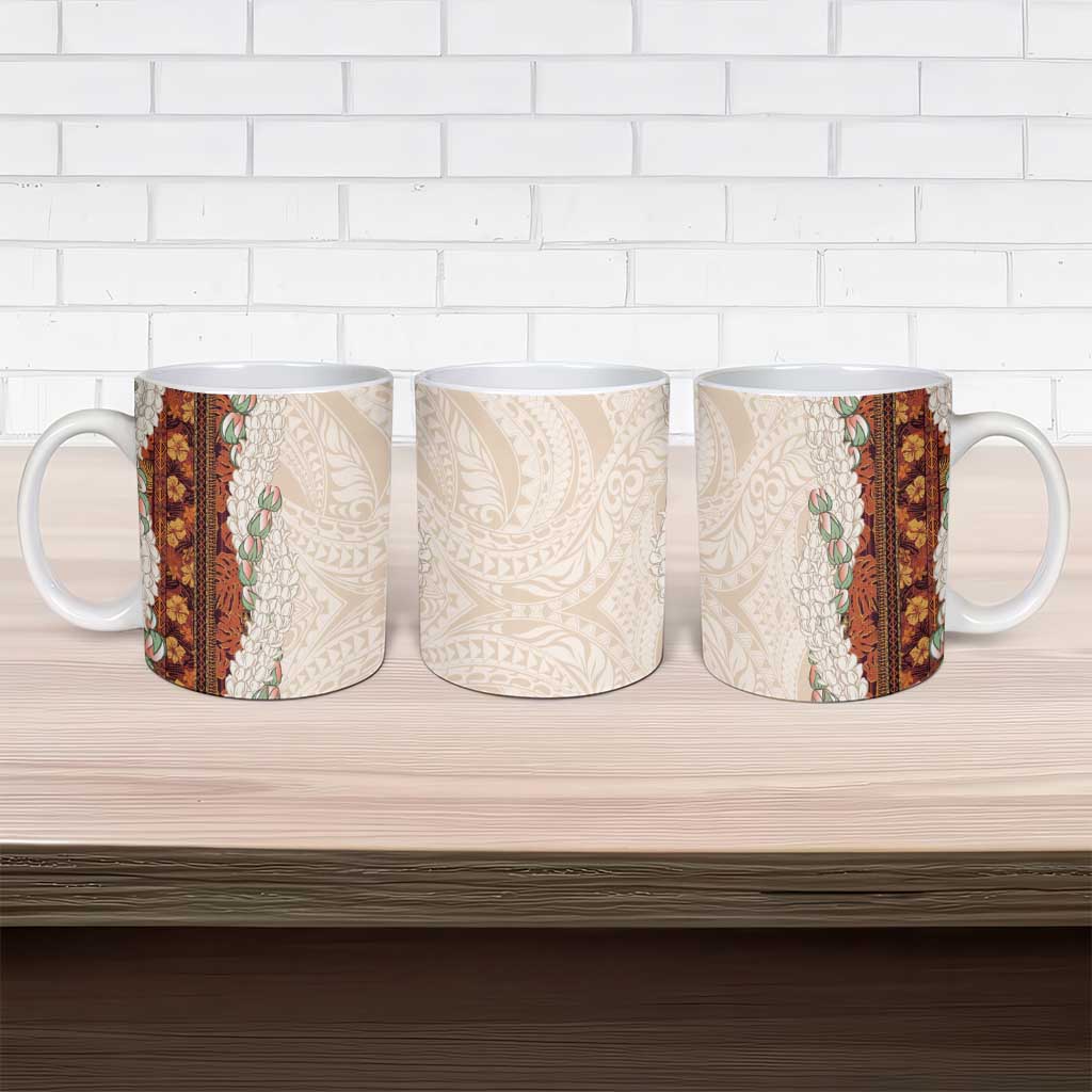 Aloha Hawaii Mikioi Lei Ceramic Mug Cattail Red Tropical Flower Pattern - Polynesian Pride