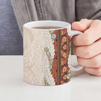 Aloha Hawaii Mikioi Lei Ceramic Mug Cattail Red Tropical Flower Pattern - Polynesian Pride