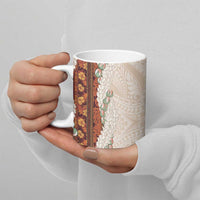Aloha Hawaii Mikioi Lei Ceramic Mug Cattail Red Tropical Flower Pattern - Polynesian Pride
