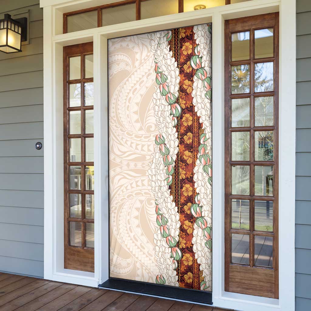 Aloha Hawaii Mikioi Lei Door Cover Cattail Red Tropical Flower Pattern - Polynesian Pride
