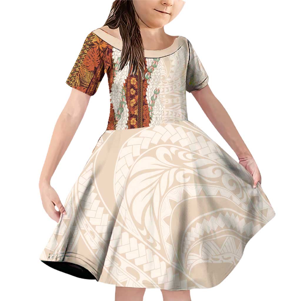 Aloha Hawaii Mikioi Lei Family Matching Off Shoulder Short Dress and Hawaiian Shirt Cattail Red Tropical Flower Pattern - Polynesian Pride